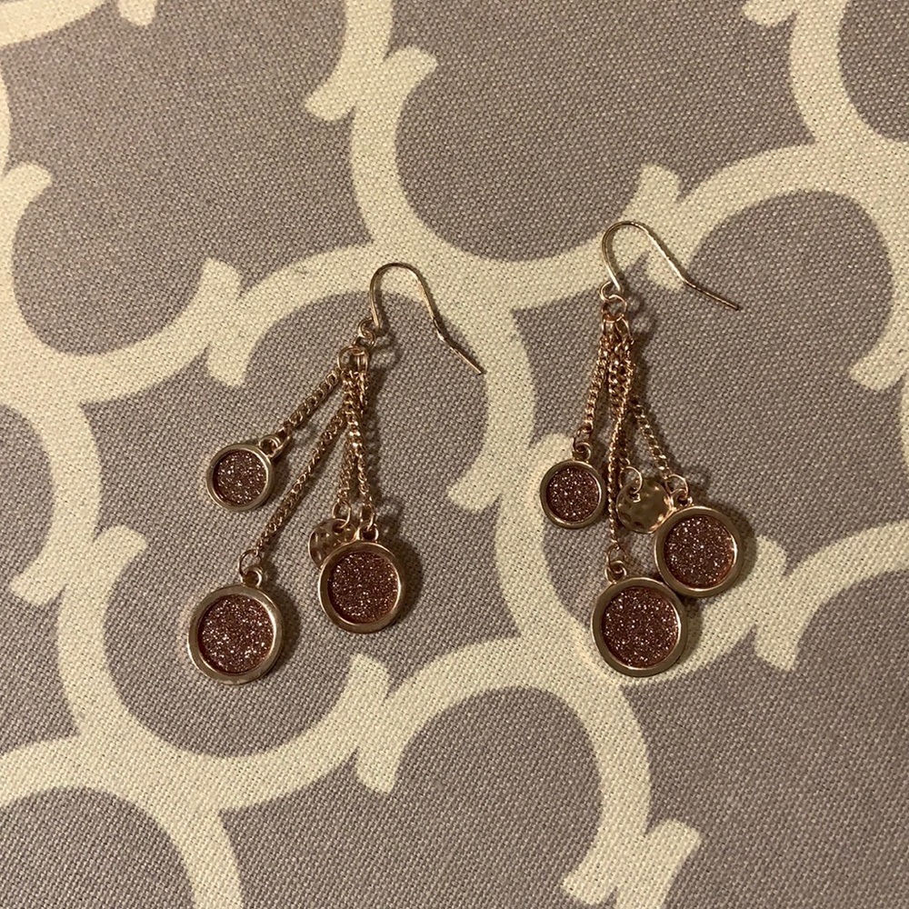 Glitter Tassel‎ Medallion Purple Dangle Earrings